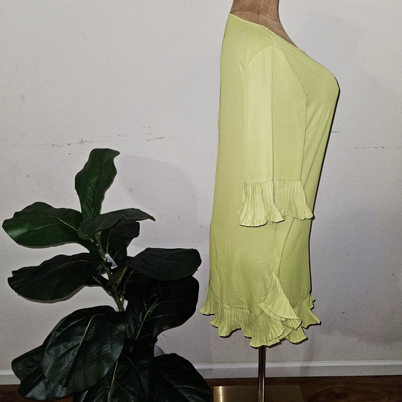 Elegant Lime Green Ruffle Dress - Picture 5 of 5
